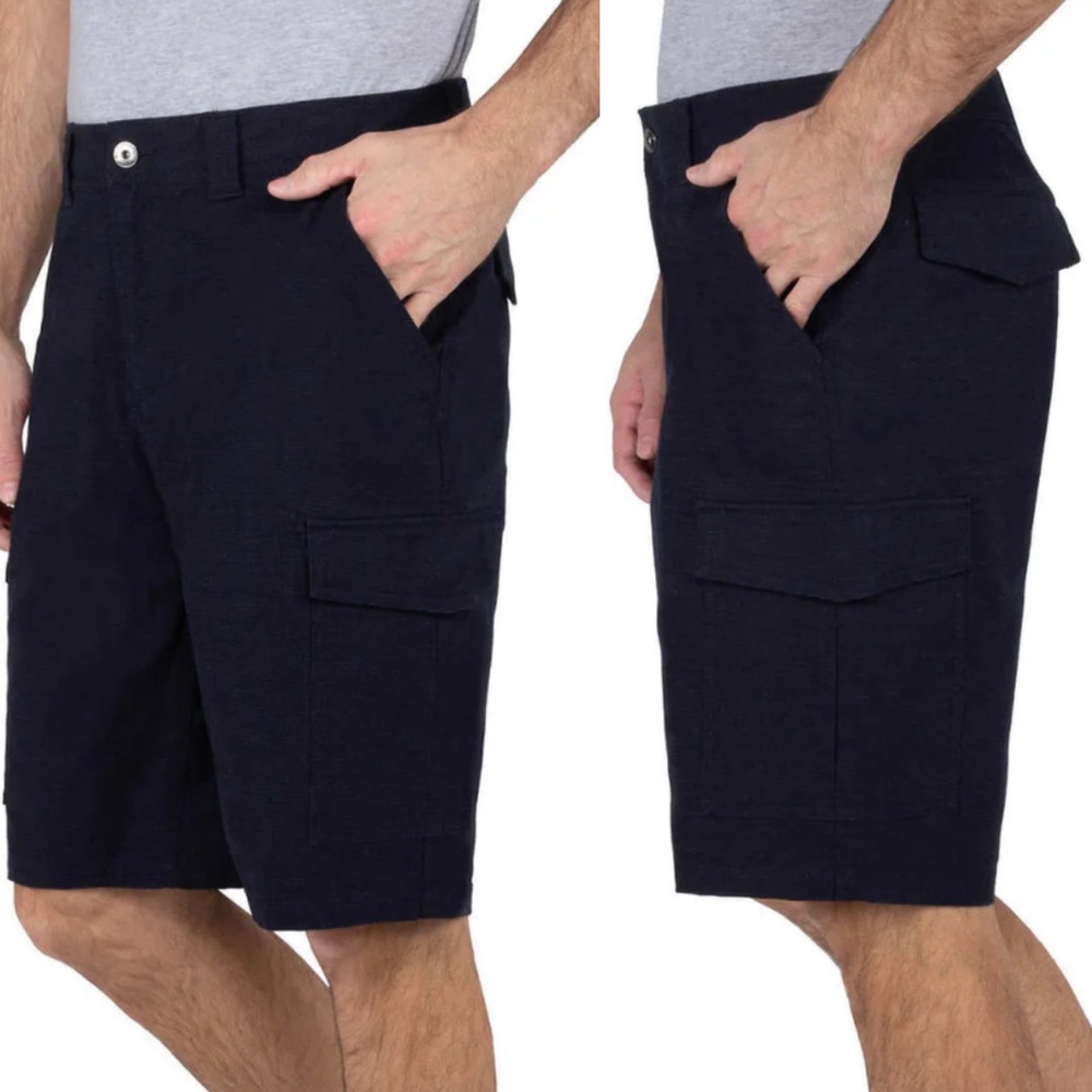 BC Clothing Expedition The Tech Cargo Belted Shorts Navy Blue Mens Size 36 NEW
